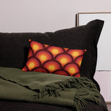 70s Retro Peacock Eyes Pattern Premium THROW PILLOW, Yellow Orange Red