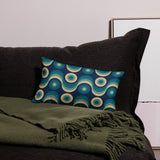 Retro 70s Midcentury Design Pillow Blue Beige Throw Cushion