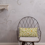RETRO 70s Midcentury Green White Orange DAISY Premium PILLOW, Hippie Boho Floral