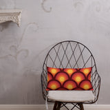 70s Retro Peacock Eyes Pattern Premium THROW PILLOW, Yellow Orange Red