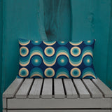 Retro 70s Midcentury Design Pillow Blue Beige Throw Cushion