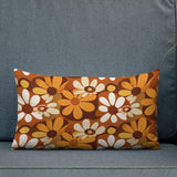 Bold Floral 70s Premium Pillow, Flower Power Midcentury Style Home Accent