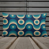 Retro 70s Midcentury Design Pillow Blue Beige Throw Cushion