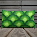 Green Peacock Eyes Pattern Premium THROW PILLOW, 70s Midcentury Accent