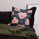 ROMANTIC VINTAGE ROSE Pillow, Gray Pink French Country Cottagecore