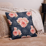 ROMANTIC VINTAGE ROSE Pillow, Gray Pink French Country Cottagecore