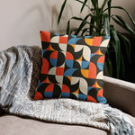 RETRO 70s GEOMETRIC PATTERN Premium Pillow, Midcentury Style Home Accent