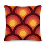 70s Retro Peacock Eyes Pattern Premium THROW PILLOW, Yellow Orange Red