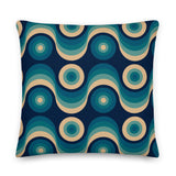 Retro 70s Midcentury Design Pillow Blue Beige Throw Cushion