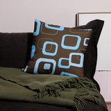 RETRO 60s Midcentury Pillow, Brown Blue Vintage Style Cushion