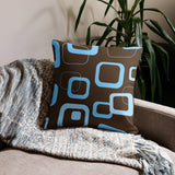RETRO 60s Midcentury Pillow, Brown Blue Vintage Style Cushion