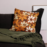 Bold Floral 70s Premium Pillow, Flower Power Midcentury Style Home Accent