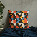 RETRO 70s GEOMETRIC PATTERN Premium Pillow, Midcentury Style Home Accent