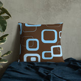 RETRO 60s Midcentury Pillow, Brown Blue Vintage Style Cushion