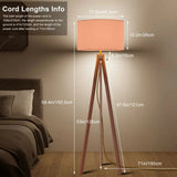 Apricot Shade Vintage Wooden Scandi Tripod Floor Lamp - retro floor lamps