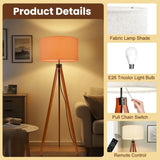 Apricot Shade Vintage Wooden Scandi Tripod Floor Lamp - retro floor lamps