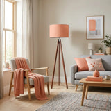 Apricot Shade Vintage Wooden Scandi Tripod Floor Lamp - retro floor lamps