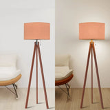 Apricot Shade Vintage Wooden Scandi Tripod Floor Lamp - retro floor lamps