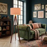 Apricot Shade Vintage Wooden Scandi Tripod Floor Lamp - retro floor lamps