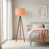 Apricot Shade Vintage Wooden Scandi Tripod Floor Lamp - retro floor lamps