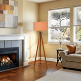 Apricot Shade Vintage Wooden Scandi Tripod Floor Lamp - retro floor lamps