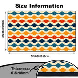 Size chart for blue and orange wavy pattern area rug 3x5 ft: 5 ft x 3 ft (60 x 36 in / 150 x 90 cm), 0.3 in thick