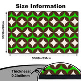 Size chart for green and brown geometric area rug 3x5 ft: 5 ft x 3 ft (60 x 36 in / 150 x 90 cm), 0.3 in thick