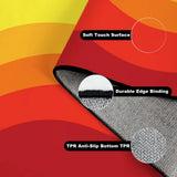 Folded corner of the wave pattern rug showing soft surface, edge binding and anti-slip TPR backing