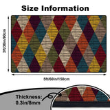 Size chart for burgundy navy yellow diamond pattern area rug 3x5 ft: 5 ft x 3 ft (60 x 36 in / 150 x 90 cm), 0.3 in thick