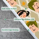 Close-up of the face pattern with a folded corner showing the edge binding and non-slip backing