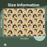 Size chart for a 4x6 ft (48 x 72 in) area rug with a beige retro face pattern