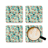 Atomic 50s 60s Drink Coasters – Retro Midcentury Cork Back Set of 4 - retro coaster