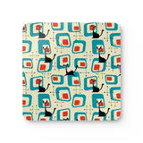 Atomic 50s 60s Drink Coasters – Retro Midcentury Cork Back Set of 4 - retro coaster