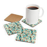 Atomic 50s 60s Drink Coasters – Retro Midcentury Cork Back Set of 4 - retro coaster