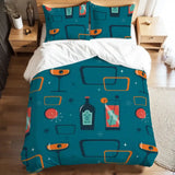 Atomic 60s Retro Full Duvet Cover Set - Teal Mid Century Bedding - retro bedding