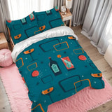Atomic 60s Retro Full Duvet Cover Set - Teal Mid Century Bedding - retro bedding