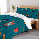 Atomic 60s Retro Full Duvet Cover Set - Teal Mid Century Bedding - retro bedding