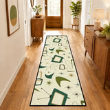 Atomic 60s Retro Runner Rugs – Pastel Yellow Green Midcentury Carpet - retro runner
