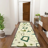 Atomic 60s Retro Runner Rugs – Pastel Yellow Green Midcentury Carpet - 24’’x72’’ - retro runner