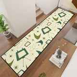 Atomic 60s Retro Runner Rugs – Pastel Yellow Green Midcentury Carpet - retro runner