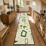 Atomic 60s Retro Runner Rugs – Pastel Yellow Green Midcentury Carpet - retro runner