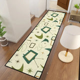Atomic 60s Retro Runner Rugs – Pastel Yellow Green Midcentury Carpet - retro runner