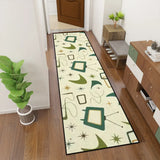 Atomic 60s Retro Runner Rugs – Pastel Yellow Green Midcentury Carpet - retro runner