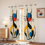 Atomic Cat Blackout Curtains with Silver Grommet - 50s 60s Retro Decor - retro curtains
