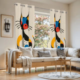 Atomic Cat Blackout Curtains with Silver Grommet - 50s 60s Retro Decor - retro curtains