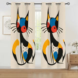 Atomic Cat Blackout Curtains with Silver Grommet - 50s 60s Retro Decor - 50’’x84’’x2pcs - retro curtains