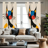 Atomic Cat Blackout Curtains with Silver Grommet - 50s 60s Retro Decor - retro curtains