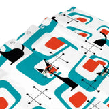 Atomic Cat Retro Shower Curtain - 60s Midcentury Style Bathroom - retro bathroom