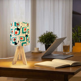 Atomic Cat Retro Tripod Table Lamp: Midcentury Linen Shade Remote LED - retro ads