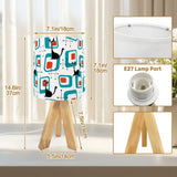 Atomic Cat Retro Tripod Table Lamp: Midcentury Linen Shade Remote LED - retro ads